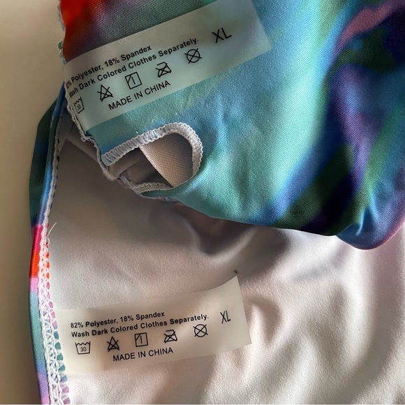 Tie Dye Marbled Halter Cheeky Bikini Set Sz XL - Picture 4 of 5